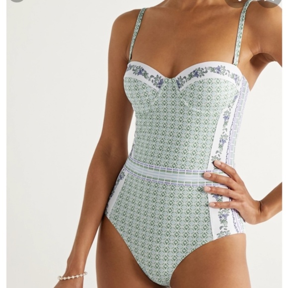 NWT Tory Burch Lipsi Printed One Piece Swimsuit L - Picture 2 of 8